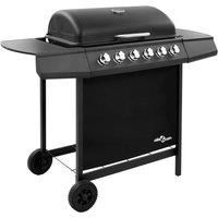 vidaXL Gas BBQ Grill with 6 Burners Black Natural Gas Barbecue Side Burner