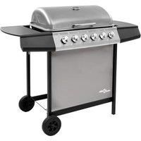 vidaXLGas BBQ Grill with 6 Burners Black and Silver Barbecue Outdoor Cooker