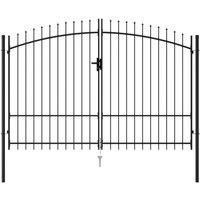 vidaXL Fence Gate Double Door With Spike Top Steel 3X1.75 M Black