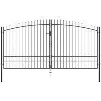 Double Door Fence Gate with Spear Top Backyard Entryway Multi Sizes vidaXL