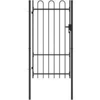 Vidaxl Fence Gate Single Door With Arched Top Steel 1X1 75 M Black