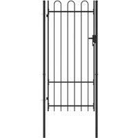Fence Gate Single Door with Arched/Spike Top Steel Black Multi Sizes vidaXL