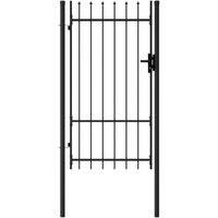 Fence Gate Single Door with Arched/Spike Top Steel Black Multi Sizes vidaXL