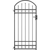 vidaXL Fence Gate with Arched Top Steel 89x200 cm Black LSO UK