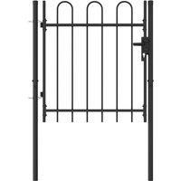 Vidaxl Fence Gate Single Door w/ Arched Top Steel 1X1M Black