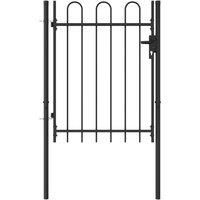 Vidaxl Fence Gate Single Door With Arched Top Steel 1X1.2 M Black