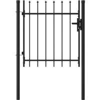Vidaxl Fence Gate Single Door w/ Spike Top Steel 1X1 M Black