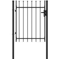 Vidaxl Fence Gate Single Door With Spike Top Steel 1X1 2 M Black