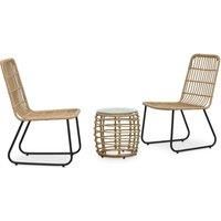 vidaXL Poly Rattan 3-Piece Bistro Set - Rustic Oak Color Outdoor Seating with Coffee Table - Patio Garden Furniture