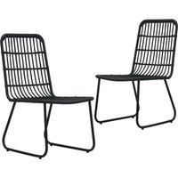 2x Garden Chairs Poly Rattan Outdoor Seating Dining Chair Oak/Black vidaXL