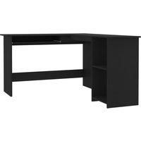 vidaXL Black L-Shaped Corner Desk with Sliding Keyboard Section - Modern Design, Engineered Wood Office Desk with Open Shelves for Storage - Ideal for Offices or Studies - Dimensions: 120x140x75 cm