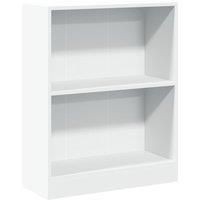 vidaXL White Bookshelf - 2-Layer Engineered Wood Rack - Compact and Functional Design - Ideal for Living Room, Bedroom, Office or Hallway