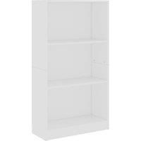 vidaXL 3-Tier Book Cabinet - Engineered Wood Storage Shelf in Classic White for Books, DVDs, Decorative Items, 60x24x109 cm, Suitable for Living Room, Bedroom, Office