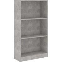 vidaXL 3-Tier Book Cabinet in Concrete Grey - Spacious Engineered Wood Bookshelf for Office, Living Room or Bedroom