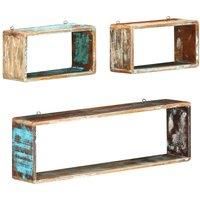 vidaXL 3 Piece Wall Cube Shelf Set Soild Reclaimed Wood