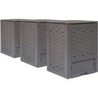 Vidaxl Garden Composters 3 Pcs Brown 60X60X83cm 900 L