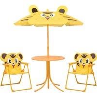 vidaXL 3 Piece Kids' Garden Bistro Set with Parasol Yellow