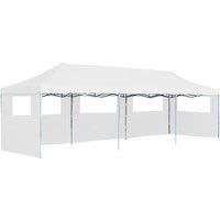 Vidaxl Folding Pop-up Party Tent With 5 Sidewalls 3x9 M White