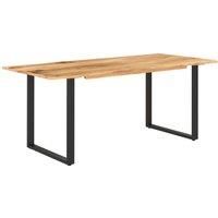 vidaXL Rectangular Dining Table- Solid Acacia Wood with Industrial Style Design for Kitchen/Dining Room, Brown