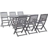 Solid Acacia Wood Garden Dining Wooden Table & Chair Grey Set 7/9 Piece vidaXL