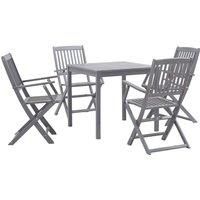 5 Piece Solid Acacia Wood Garden Dining Set Grey Outdoor Table Chair vidaXL