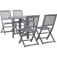 5 Piece Solid Acacia Wood Garden Dining Set Grey Outdoor Table Chair vidaXL