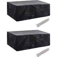 vidaXL Black Garden Furniture Covers - Durable Polyethylene, UV-resistant, 8 Eyelets with Fastening Rope, 2-Pack, Water-resistant, Suitable for Daily Use, Protects Against Dirt, Wind, Rain - Size:...