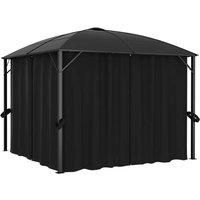 vidaXL Gazebo with Curtains, Anthracite Colour - Elegant Design, UV-Resistant Aluminium and Steel Frame, Easy-to-Clean Polyester Curtains, Easy Assembly for Garden Gatherings
