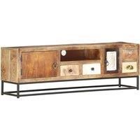 vidaXL TV Cabinet - Solid Reclaimed Wood - Industrial Style with Powder-Coated Steel Frame - Handmade with Distinct Wood Grains - Storage with Doors and Drawers