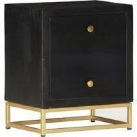 Vidaxl Bedside Cabinet Black And Gold 40X30X50 Cm Solid Mango Wood, Black