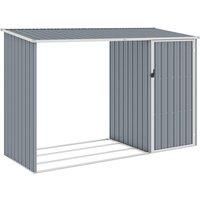 Vidaxl Garden Firewood Shed Grey 245x98x159cm Galvanised Steel