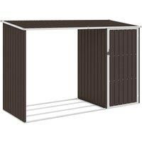Vidaxl Garden Firewood Shed Brown 245x98x159cm Galvanised Steel