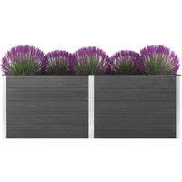 vidaXL Garden Raised Bed in Grey - Wood-Plastic Composite Planter Box for Outdoors, Weather Resistant, Large Size 250x50x91 cm, Modern Design