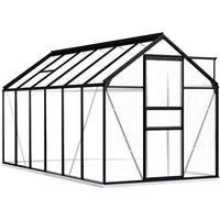 vidaXL Greenhouse with Base Frame in Anthracite Aluminium - Spacious, UV Resistant and Thermally Insulated, with Roof Vent and Metal Clips for Assembly