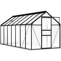 vidaXL Greenhouse with Base Frame - Spacious Anthracite Aluminium Design, Thermally Insulated & UV Resistant Polycarbonate Panels, Easy to Assemble - Dimensions: 190 x 430 x 132/202 cm