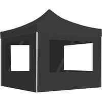vidaXL Professional Folding Aluminium Party Tent with Walls - Anthracite Gazebo with UV-Protective Roof, PVC Windows, Lightweight Design for Outdoor, Garden & Gatherings