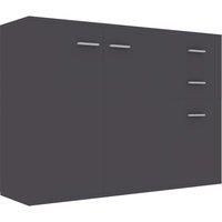 vidaXL Grey Engineered Wood Sideboard - Modern Storage Side Cabinet/Console Stand with 3 Doors, 2 Drawers, Ideal for Living Room, Bedroom