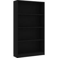 vidaXL 4-Tier Book Cabinet Black 80x24x142 cm Engineered Wood