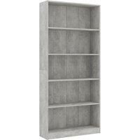 Vidaxl 5-tier Book Cabinet Concrete Grey 80X24X175 Cm Engineered Wood