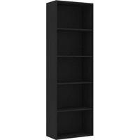 vidaXL 5-Tier Book Cabinet-Freestanding Engineered Wood Bookshelf for Living Room, Bedroom or Office - 60x30x189 cm - Black