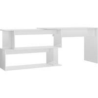 vidaXL Corner Desk High Gloss White 200x50x76 cm Engineered Wood