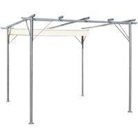 vidaXL Pergola With Retractable Roof Cream White 3x3 M Steel