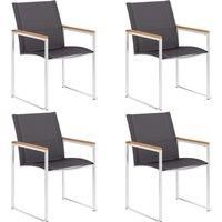 1/2/4x Garden Chairs Textilene&Stainless Steel Seating Acacia/Teak Wood vidaXL
