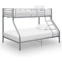 vidaXL Bunk Bed Frame Safety Rails Secured Ladder Kids Children Twin Bedroom Furniture Sleeping Base Grey Metal 140x200cm/90x200cm