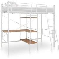 vidaXL Bunk Bed with Table Frame White Metal 90x200 cm