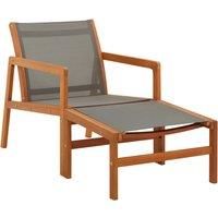Solid Eucalyptus Wood and Textilene Garden Chair with Footrest Grey vidaXL