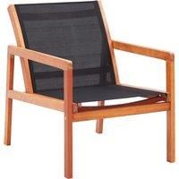 Solid Wood Eucalyptus Garden Lounge Chair Black Textilene Furniture vidaXL