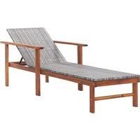Sun Lounger Sunbed Lounge Bed Day Bed Poly Rattan and Solid Acacia Wood vidaXL