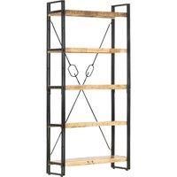 Bookcase Bookshelf Wooden Storage Rack Shelf Solid Wood Mango and Iron vidaXL