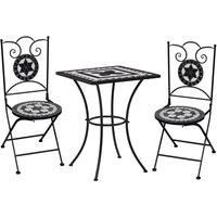 vidaXL 3 Piece Mosaic Bistro Set Ceramic Tile Black and White